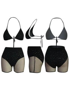 2 Pieces Mesh Sequins Bikini Swimsuit