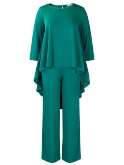 Asymmetric Hem Top Wide Leg Pants Set