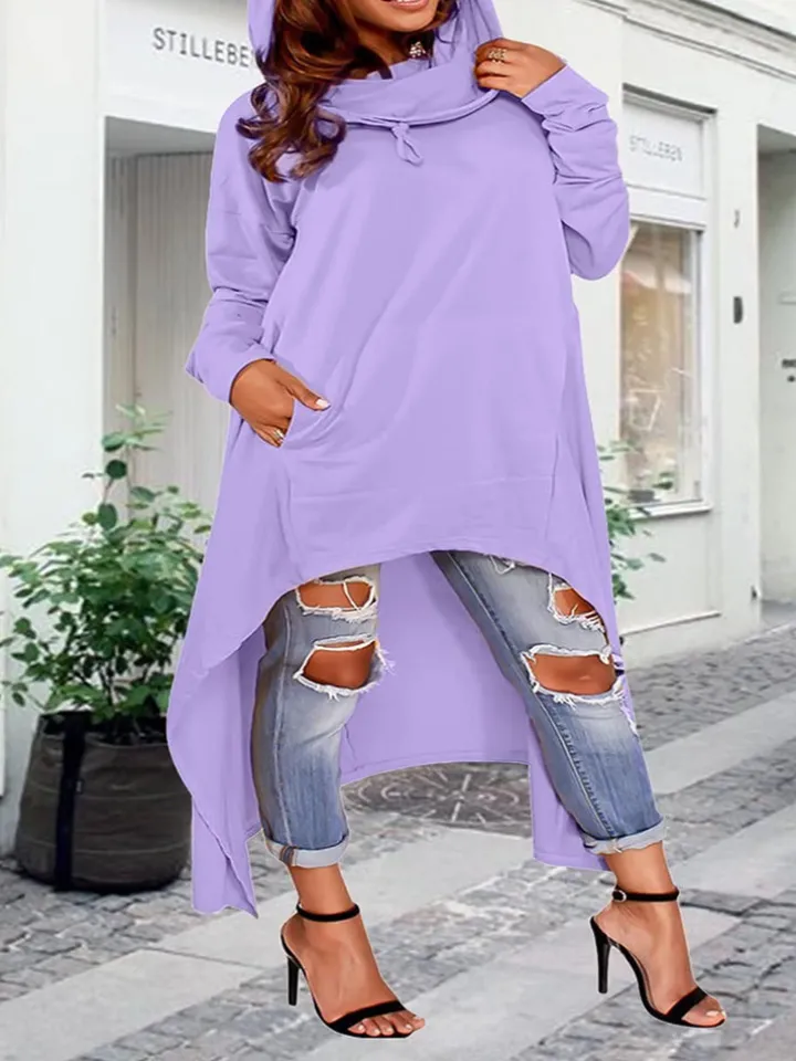 Asymmetric Long Sleeve Sweatshirts Tunic Top