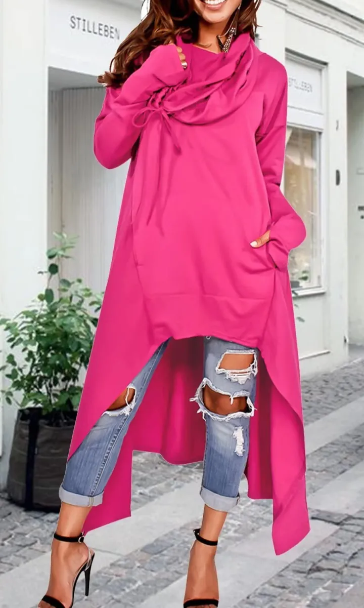 Asymmetric Long Sleeve Sweatshirts Tunic Top