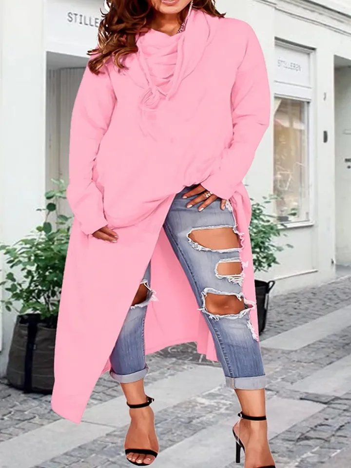 Asymmetric Long Sleeve Sweatshirts Tunic Top