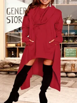 Asymmetric Long Sleeve Sweatshirts Tunic Top