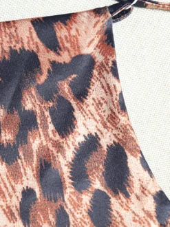 Asymmetrical Leopard Halter Neck Dress