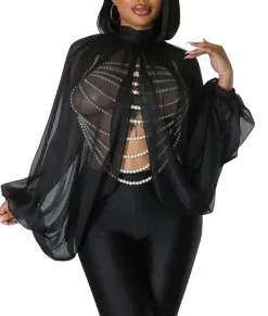 Bat Long Sleeve Chiffon Blouse