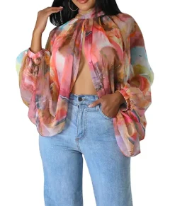 Bat Long Sleeve Chiffon Blouse