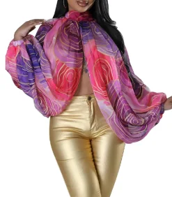 Bat Long Sleeve Chiffon Blouse