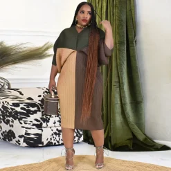 Bat Sleeve Floral Print Midi Dress