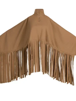 Batwing Sleeve Zipper Tassel Ponchos Top