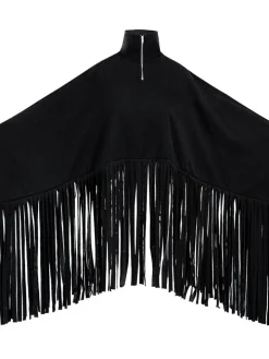 Batwing Sleeve Zipper Tassel Ponchos Top