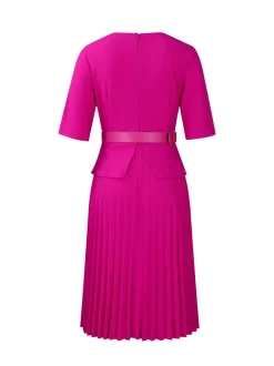 Belted Blazer Pleated Midi Dress