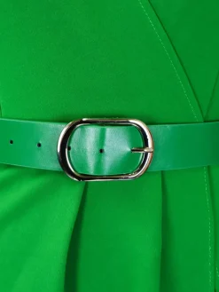 Belted Blazer Pleated Midi Dress