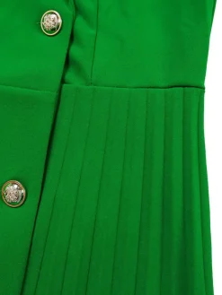 Belted Blazer Pleated Midi Dress