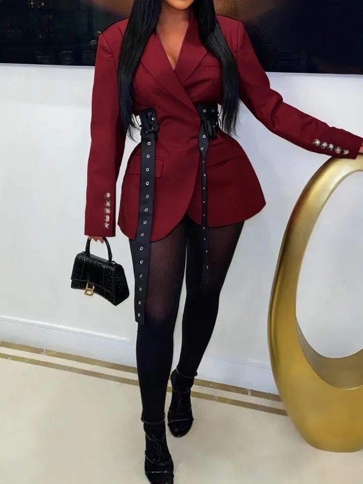 Belted Button Blazer Jacket