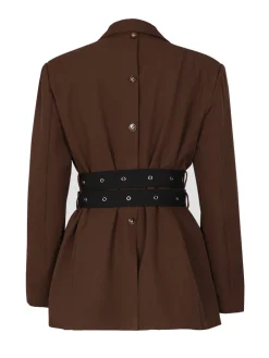 Belted Button Blazer Jacket