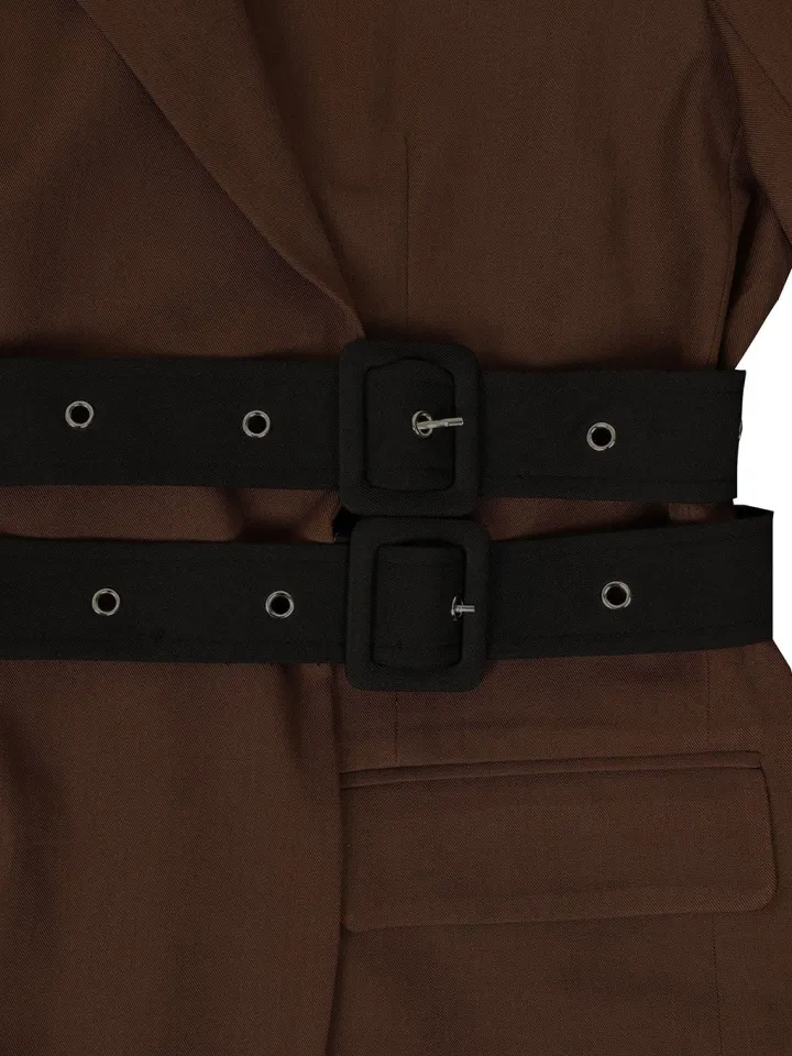 Belted Button Blazer Jacket