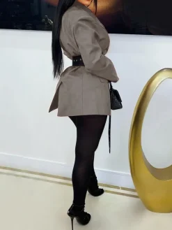 Belted Button Blazer Jacket