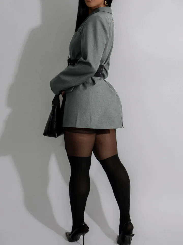 Belted Button Blazer Jacket