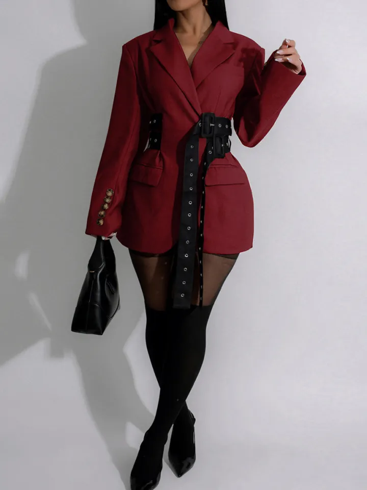 Belted Button Blazer Jacket