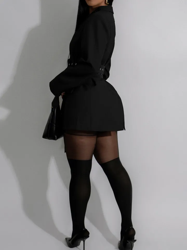 Belted Button Blazer Jacket