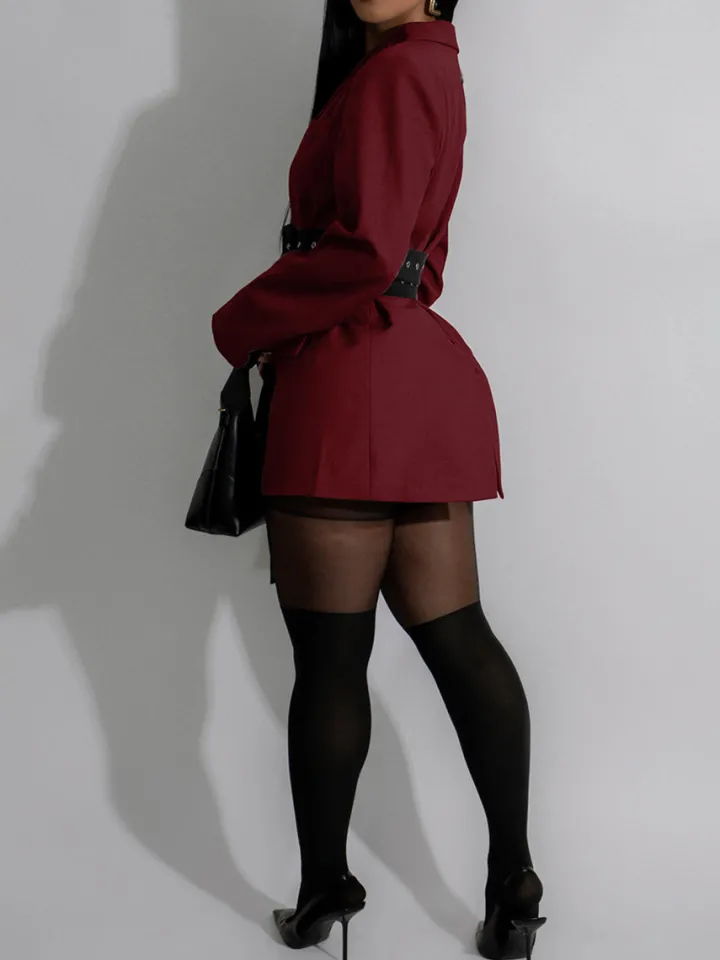 Belted Button Blazer Jacket