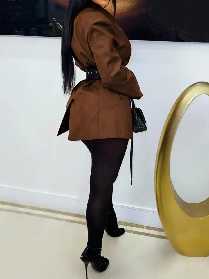 Belted Button Blazer Jacket