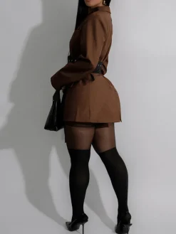 Belted Button Blazer Jacket