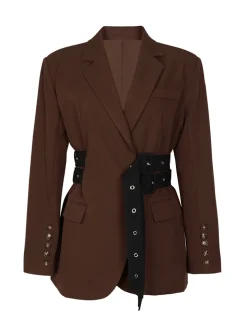 Belted Button Blazer Jacket