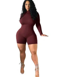 Bodycon Long sleeve Mock Neck Jumpsuit