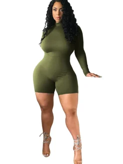 Bodycon Long sleeve Mock Neck Jumpsuit