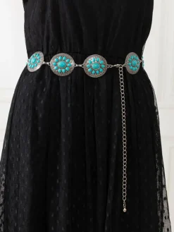 Bohemian Ethnic Turquoise Alloy Chain Belt