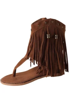 Bohemian Studs Tassel Thong Sandals