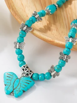 Bohemian Turquoise Earring Bracelet Necklace Sets