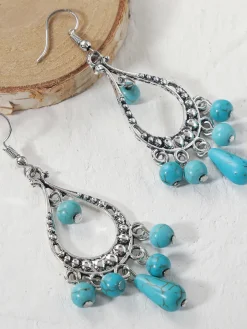 Bohemian Turquoise Earring Bracelet Necklace Sets