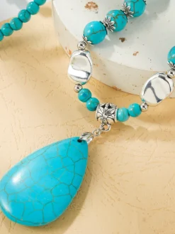 Bohemian Turquoise Earring Bracelet Necklace Sets