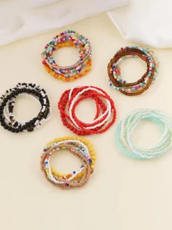 Boho Multilayer Multicolor Beads Bracelets Set