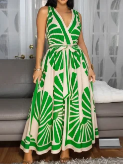 Boho Print Cross Back Maxi Dress