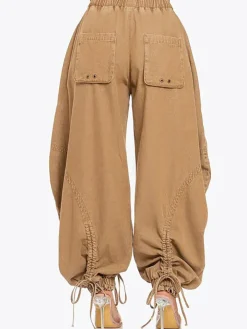 Bow Tie Elastic Waist Loose Jeans