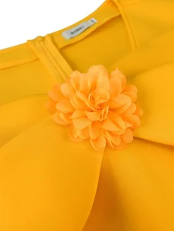 Bow Tie Lantern Sleeve A-Line Dress