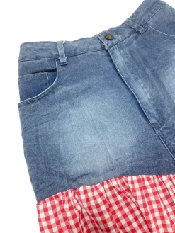 Bow Tie Print Top Denim Plaid Wide-Leg Pants Sets