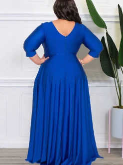 Bracelet Sleeve V Neck Bodycon Maxi Dress