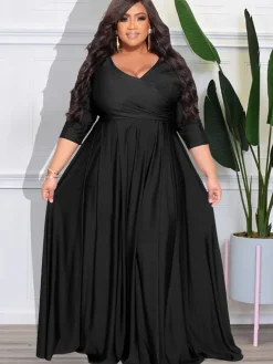 Bracelet Sleeve V Neck Bodycon Maxi Dress