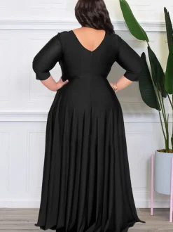 Bracelet Sleeve V Neck Bodycon Maxi Dress