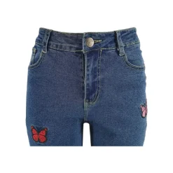 Butterfly Embroidered Wide Leg Jeans