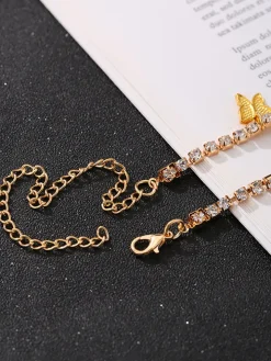 Butterfly Pendant Glitter Anklet