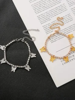 Butterfly Pendant Glitter Anklet