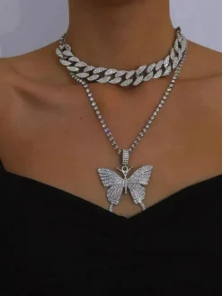 Butterfly Pendant Layered Necklaces