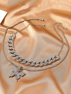 Butterfly Pendant Layered Necklaces