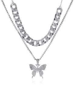 Butterfly Pendant Layered Necklaces