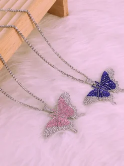 Butterfly Pendant Rhinestone Necklaces