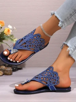 Butterfly Rhinestone Beach Flip Flops